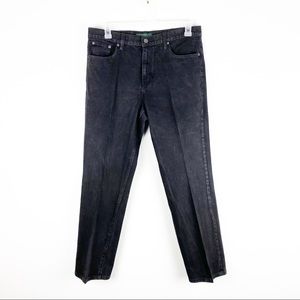 LAUREN RALPH LAUREN Classic Black Straight High Rise Mom Jeans, Size 14